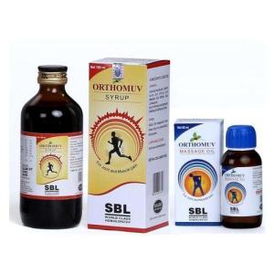 SBL Orthomuv Syrup & Massage Oil in Hindi jodo ke dard ki dawa