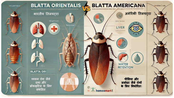 ब्लैटा ओरिएंटलिस और ब्लैटा अमेरिकाना होम्योपैथी दवा में अंतर