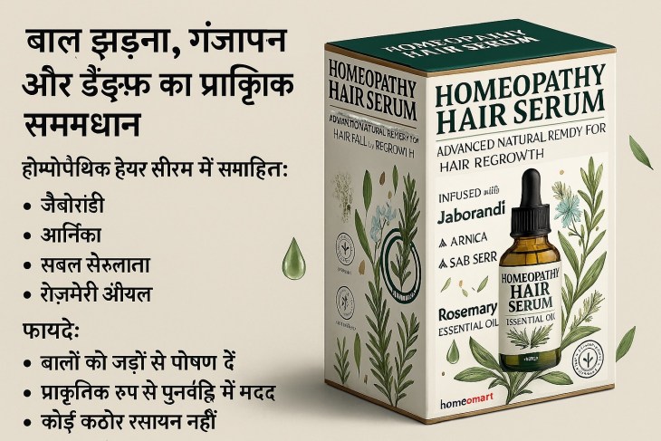 होम्योपैथी हेयर सीरम – झड़ते बाल, गंजेपन और डैंड्रफ का प्राकृतिक समाधान